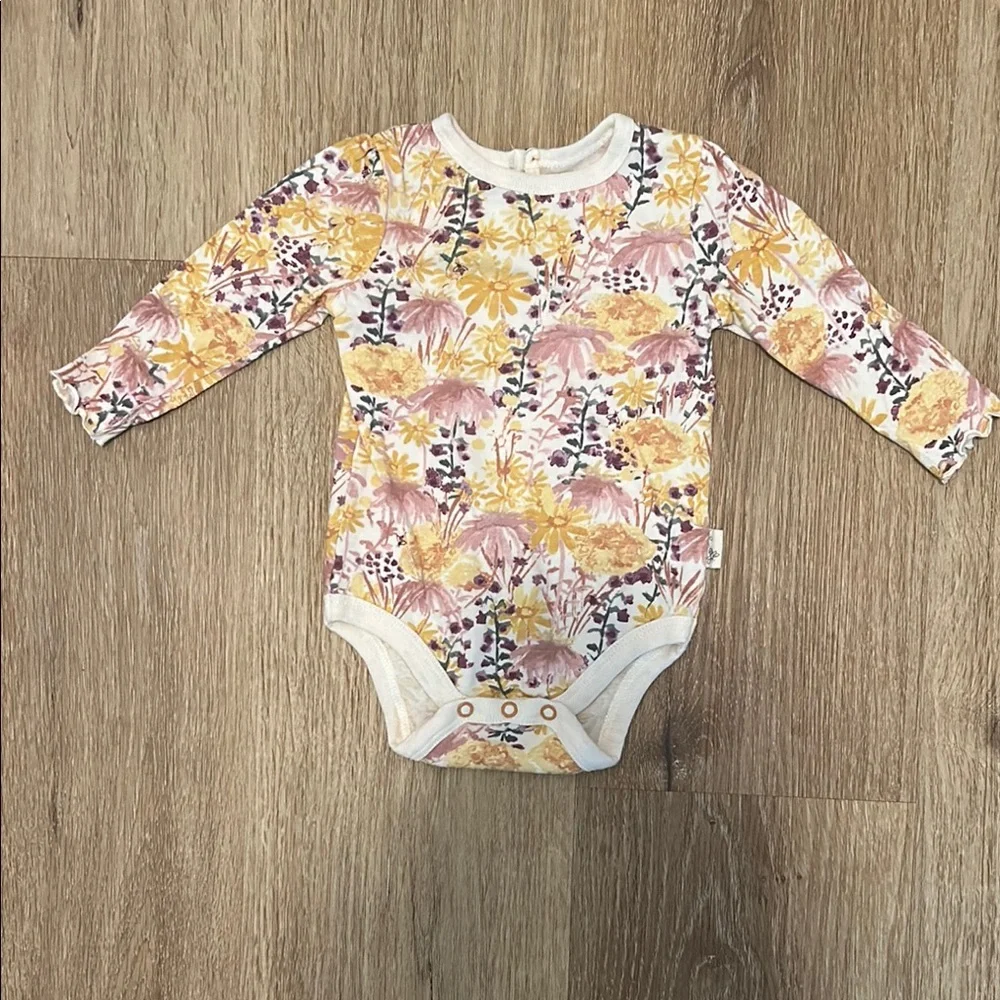 Burt's Bees Baby Yellow and Purple Floral Bodysuit